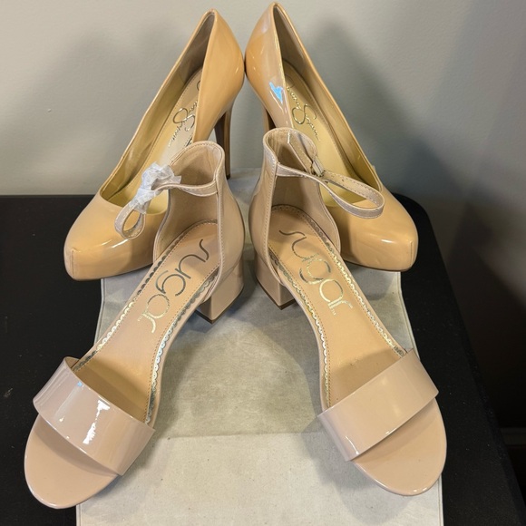 Jessica Simpson Shoes - Jessica Simpson Heels tan color , Sugar heel sandals, both size 10, NWOT